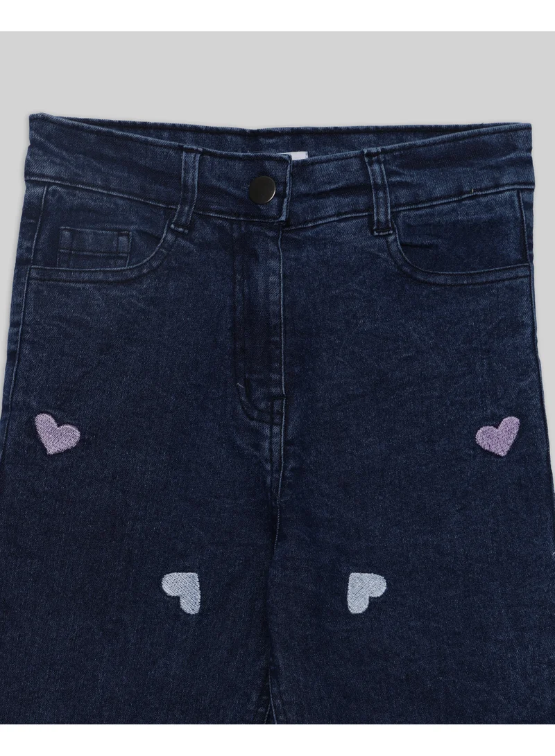 Nautinati  Nautinati Blue Jeans with Heart Embroidery for Girls for Women | Best Price UAE
